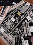 Aneela's Luxury Embroidered Chiffon Wedding Collection- Black With Chiffon Duppata