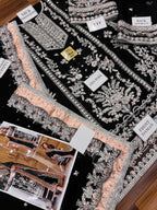 Aneela's Luxury Embroidered Chiffon Wedding Collection- Black With Chiffon Duppata