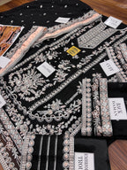 Aneela's Luxury Embroidered Chiffon Wedding Collection- Black With Chiffon Duppata