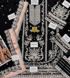 Aneela's Luxury Embroidered Chiffon Wedding Collection- Black With Chiffon Duppata
