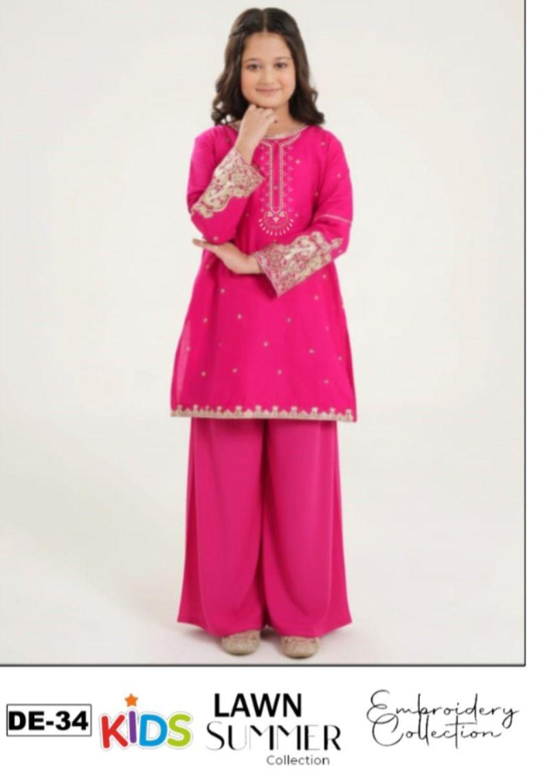 3PC Kids Girls Embroidered Suit (Shirt + Trouser + Dupatta)