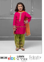 3PC Kids Girls Embroidered Suit (Shirt + Trouser + Dupatta)