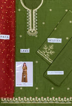 3PC Kids Girls Embroidered Suit (Shirt + Trouser + Dupatta)