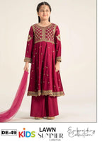 3PC Kids Girls Embroidered Suit (Shirt + Trouser + Dupatta)