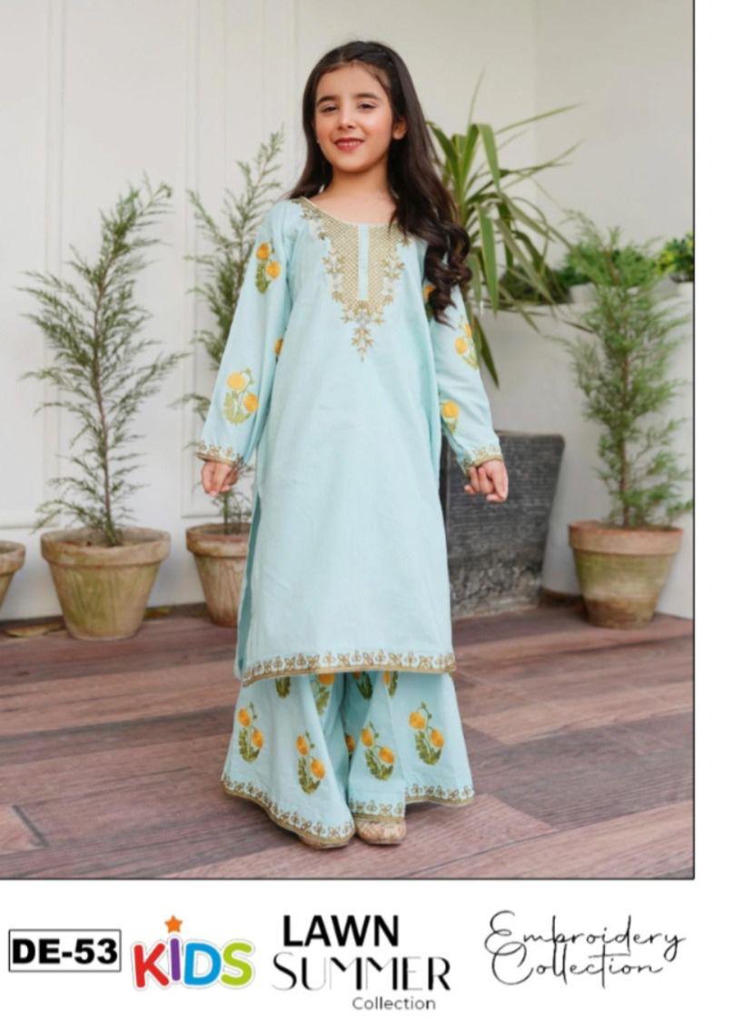 3PC Kids Girls Embroidered Suit (Shirt + Trouser + Dupatta)