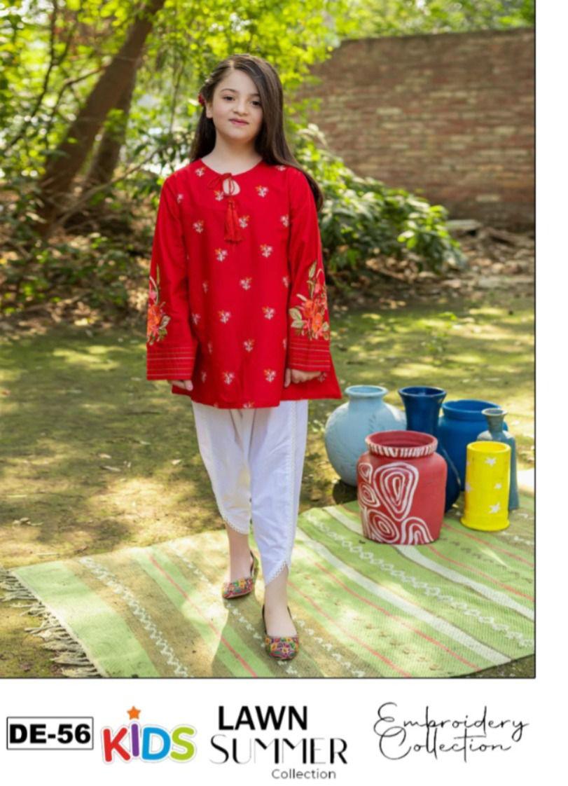 3PC Kids Girls Embroidered Suit (Shirt + Trouser + Dupatta)