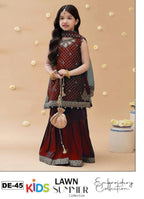 3PC Kids Girls Embroidered Suit (Shirt + Trouser + Dupatta)