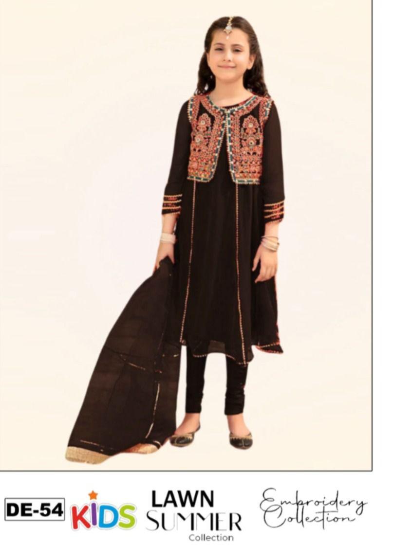 3PC Kids Girls Embroidered Suit (Shirt + Trouser + Dupatta)