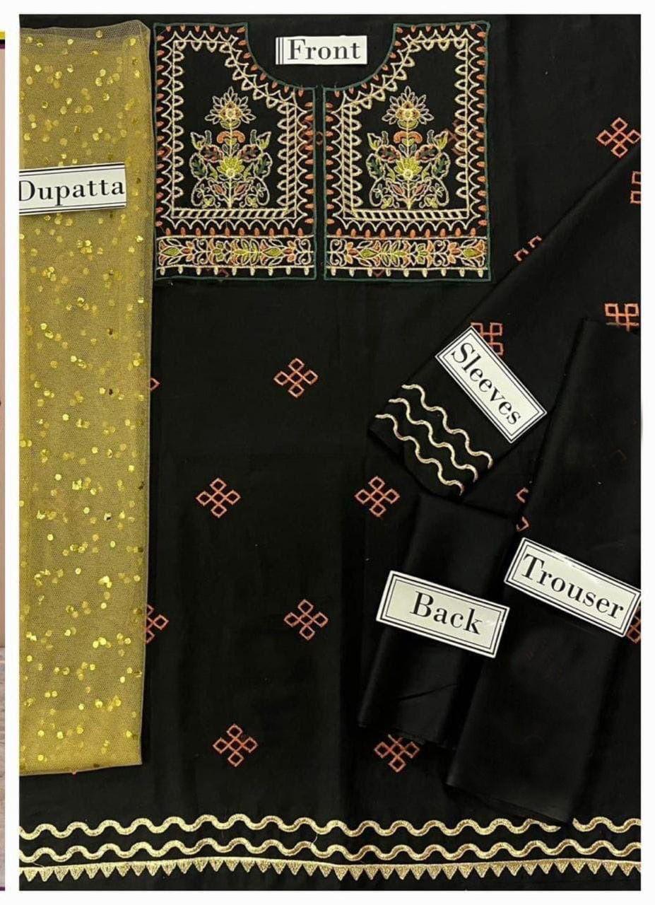 3PC Kids Girls Embroidered Suit (Shirt + Trouser + Dupatta)