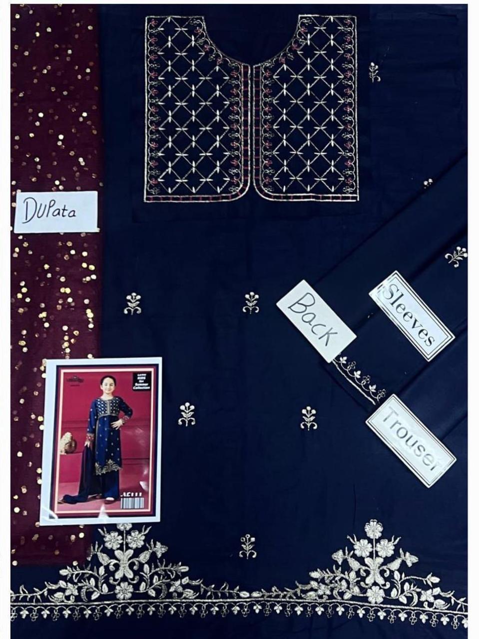 3PC Kids Girls Embroidered Suit (Shirt + Trouser + Dupatta)