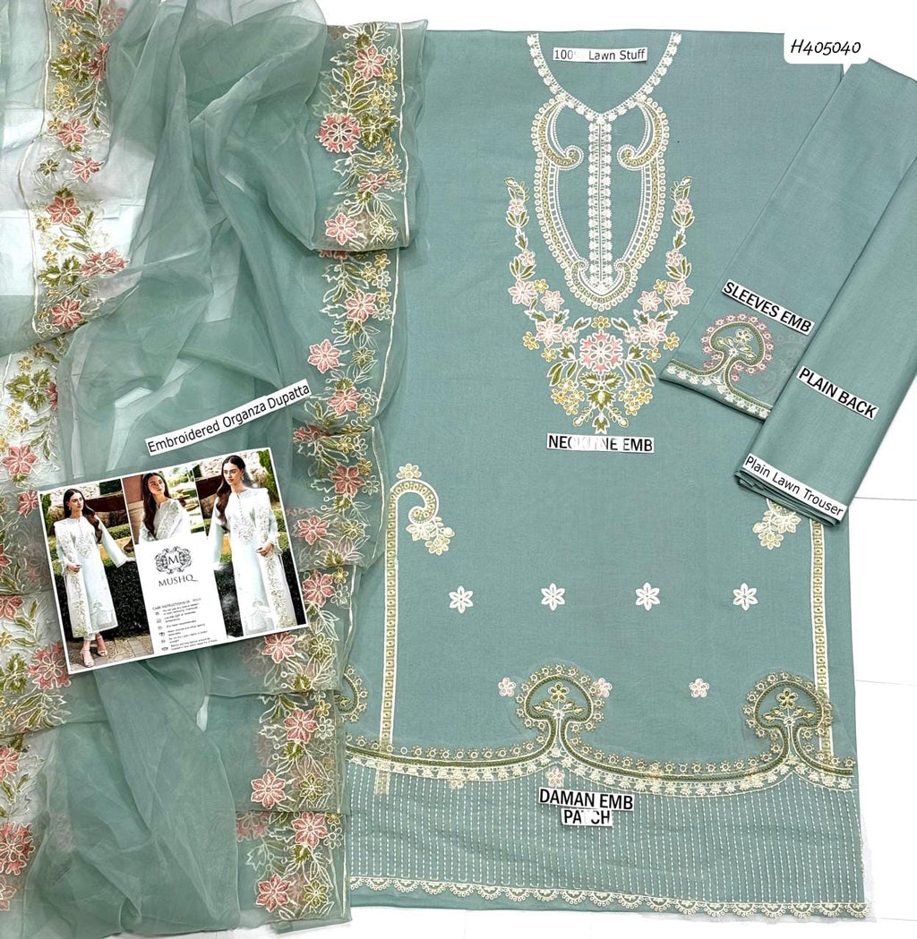 MUSHQ – Summer Lawn Collection 2026 Premium Embroidered 3-Piece Suit | Most Hit Design
