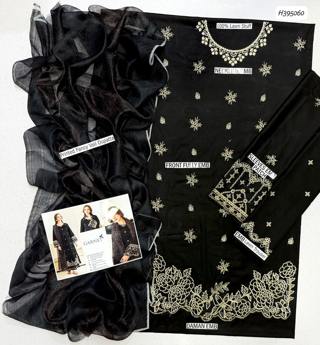 GARNET – Summer Lawn Collection 2026 Premium Embroidered 3-Piece Suit | Most Hit Design