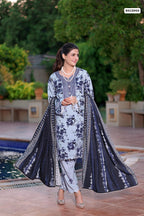 ANEELA – Unstitched 3PC Lawn Suit with Chiffon Dupatta
