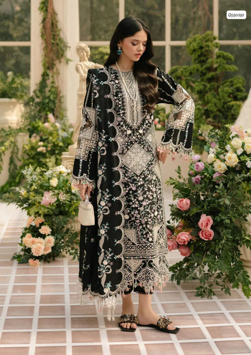 Farasha Eid Collection – Fully Embroidered Lawn 3Pc Suit with Bamber Chiffon Dupatta & Laser Cut Sleeves