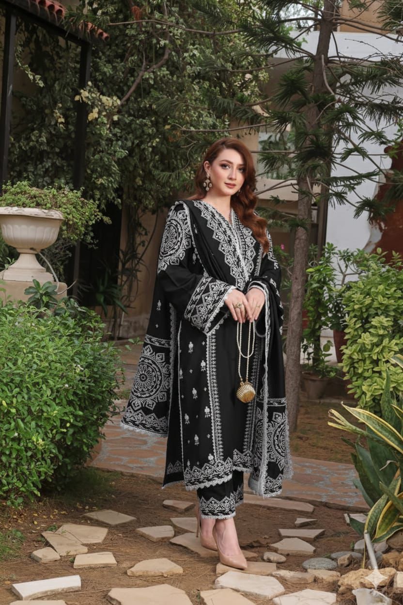 ANEELAS Summer Collection – Premium Air-Jet Lawn Heavy Embroidered 3PC Suit