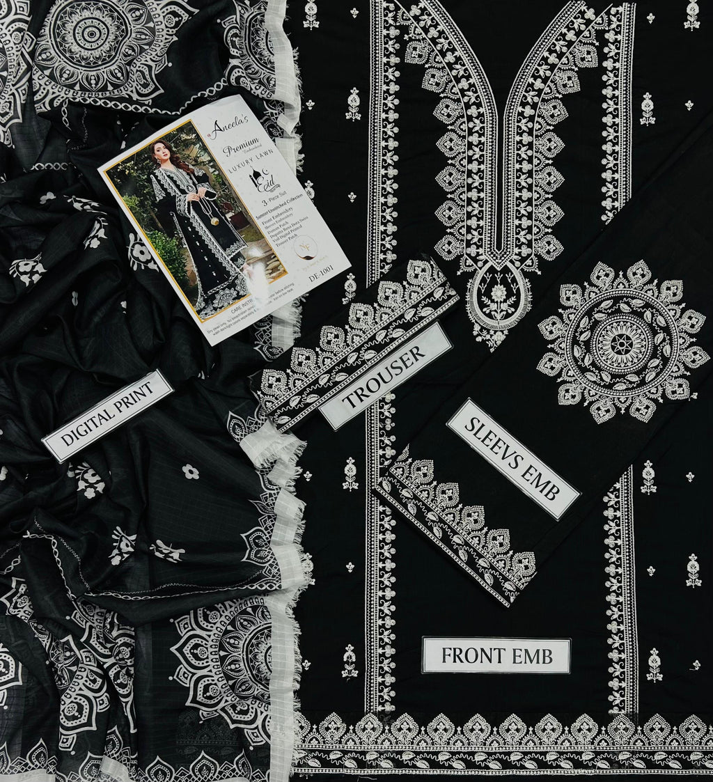 ANEELAS Summer Collection – Premium Air-Jet Lawn Heavy Embroidered 3PC Suit