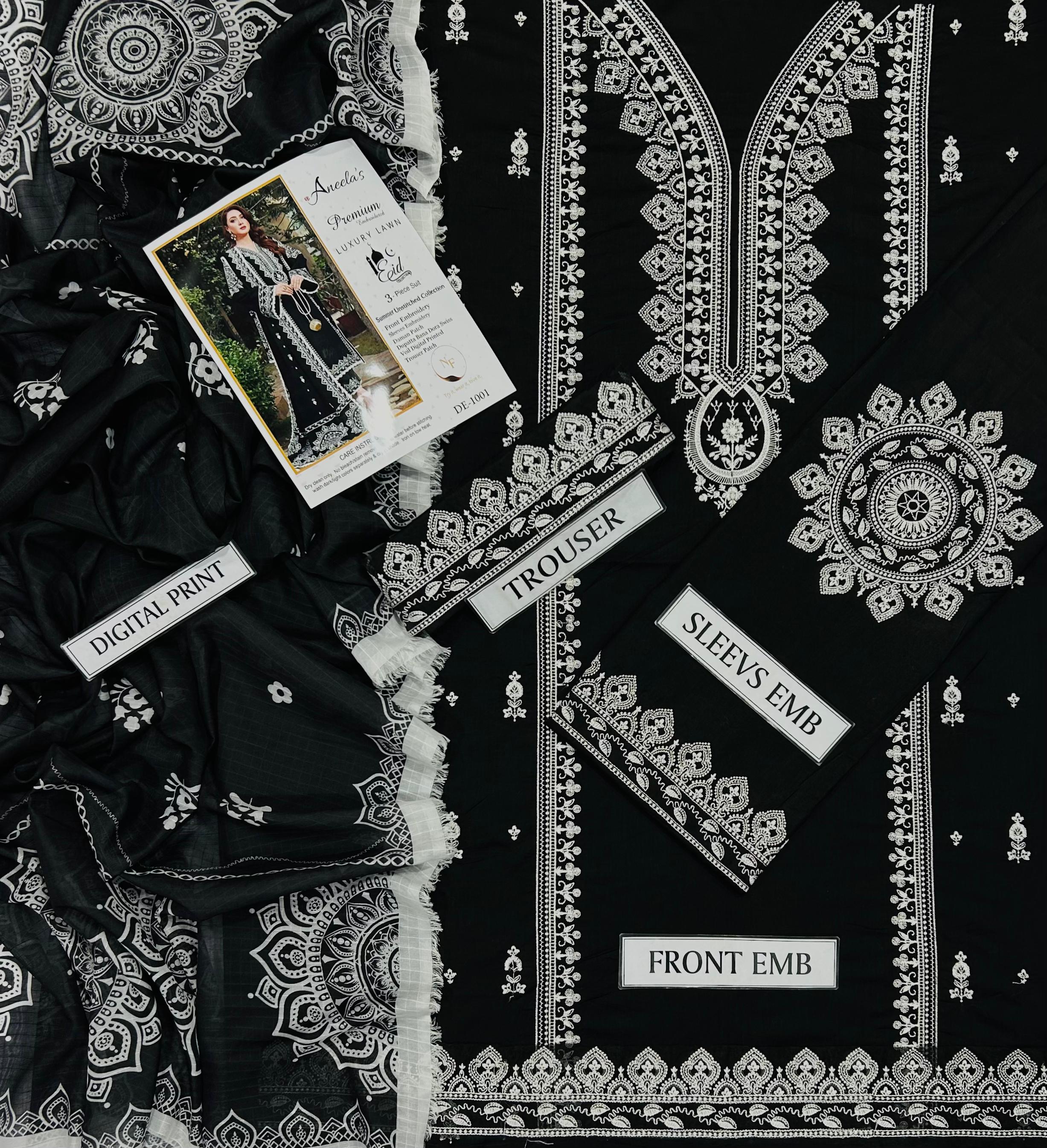 ANEELAS Summer Collection – Premium Air-Jet Lawn Heavy Embroidered 3PC Suit