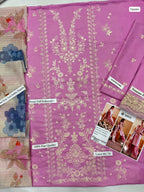 MAHNUR Airjet Lawn Embroidered 3PC Suit with Digital Voil Dobby Dupatta