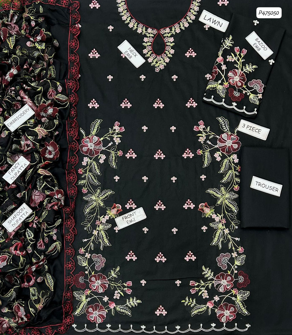 Heavy Embroidered 3PC Lawn Suit by Cross Stitch