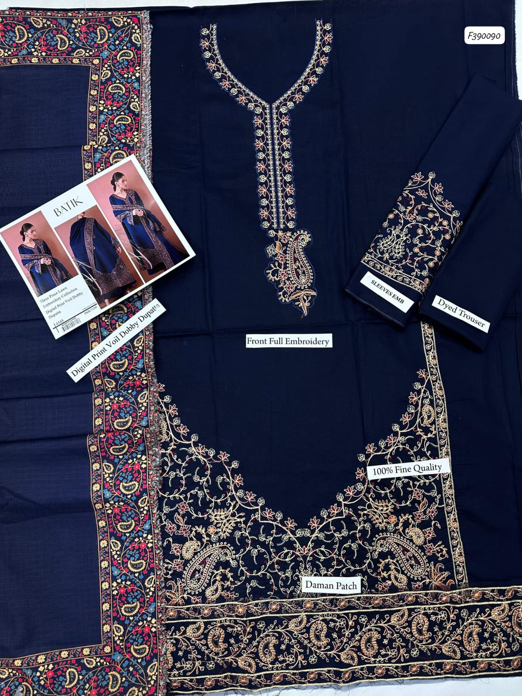 BATIK | Lawn Digital Print Suit with Voil Dobby Dupatta – 4348