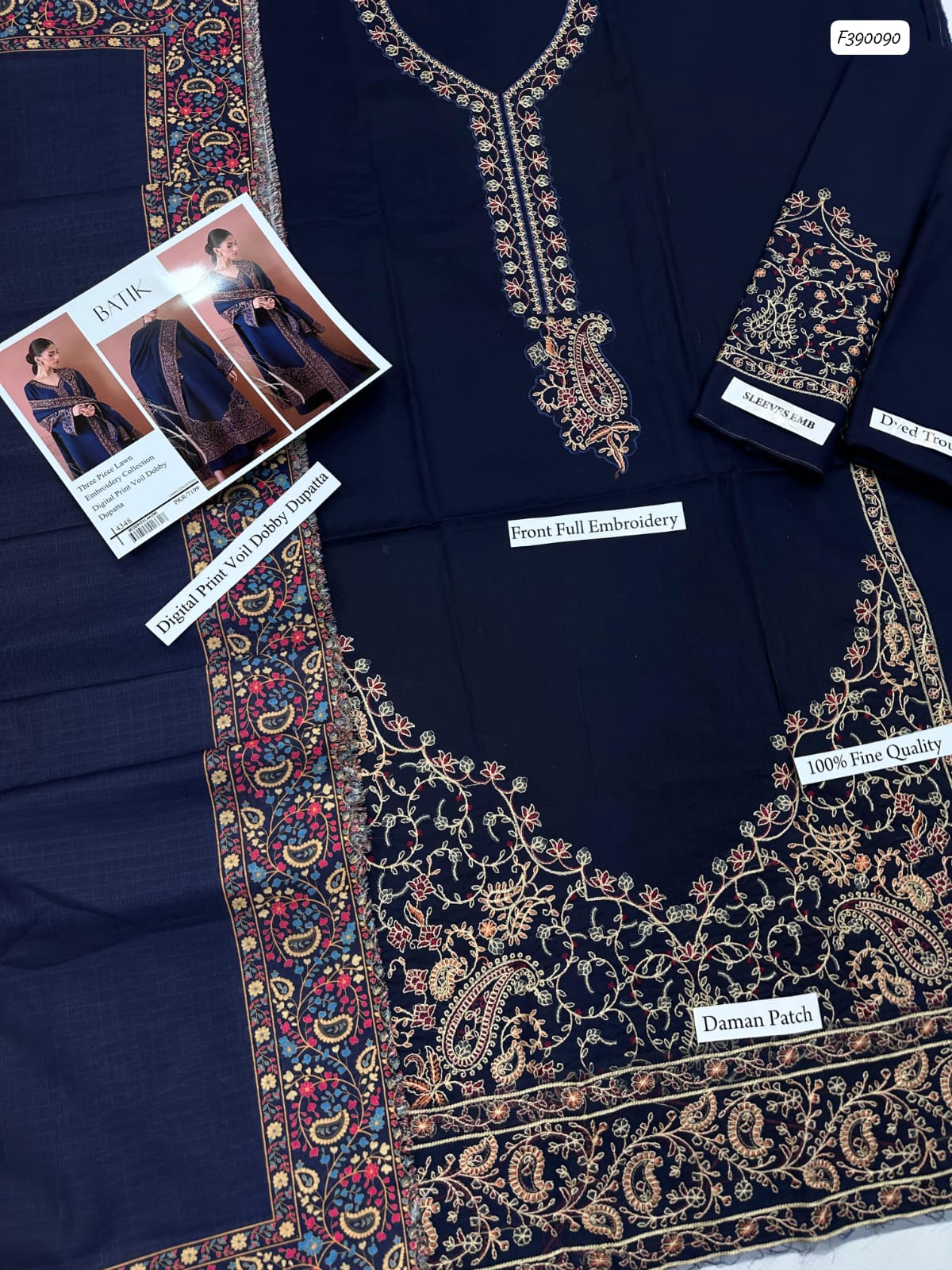 BATIK | Lawn Digital Print Suit with Voil Dobby Dupatta – 4348