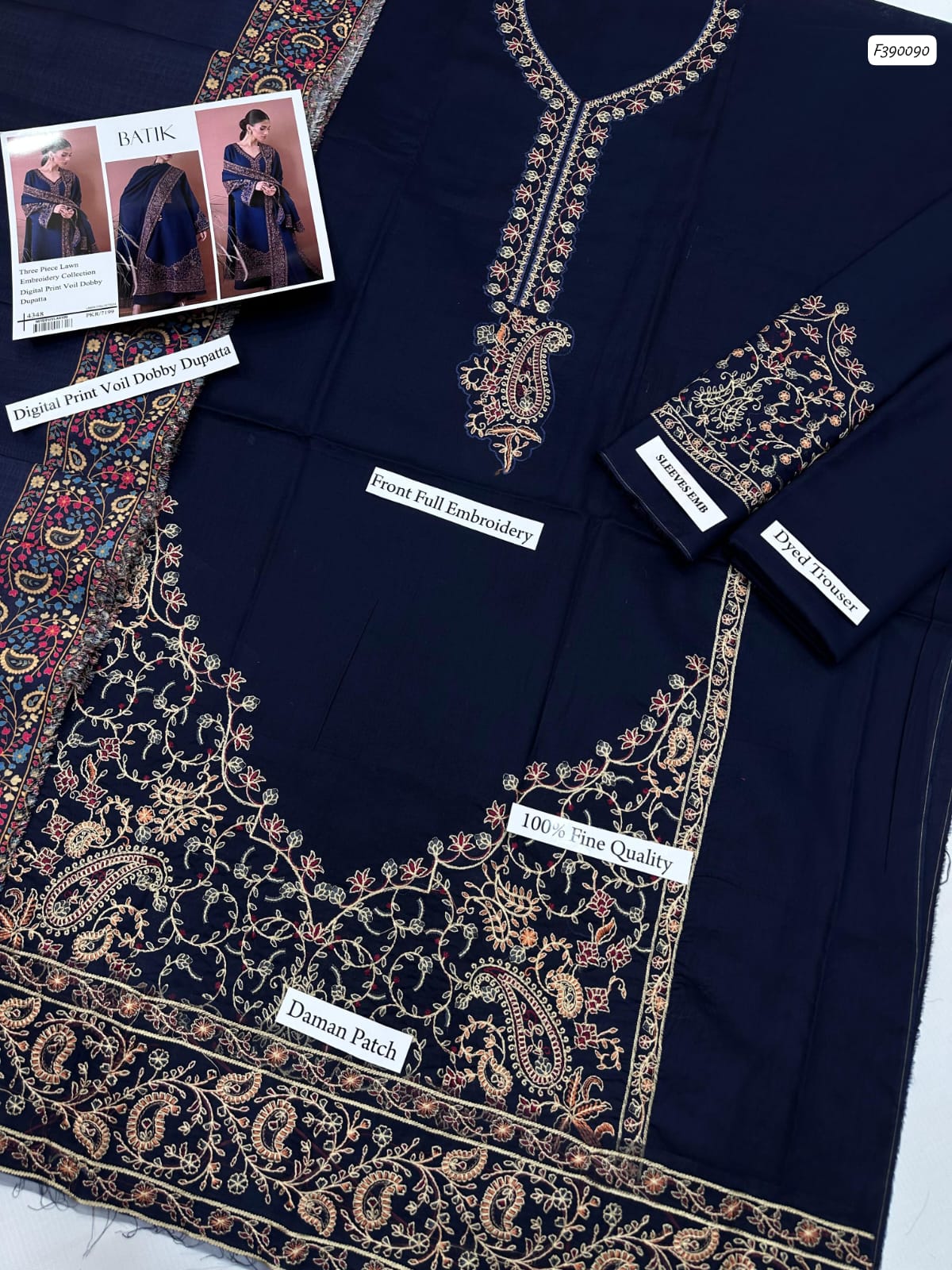 BATIK | Lawn Digital Print Suit with Voil Dobby Dupatta – 4348