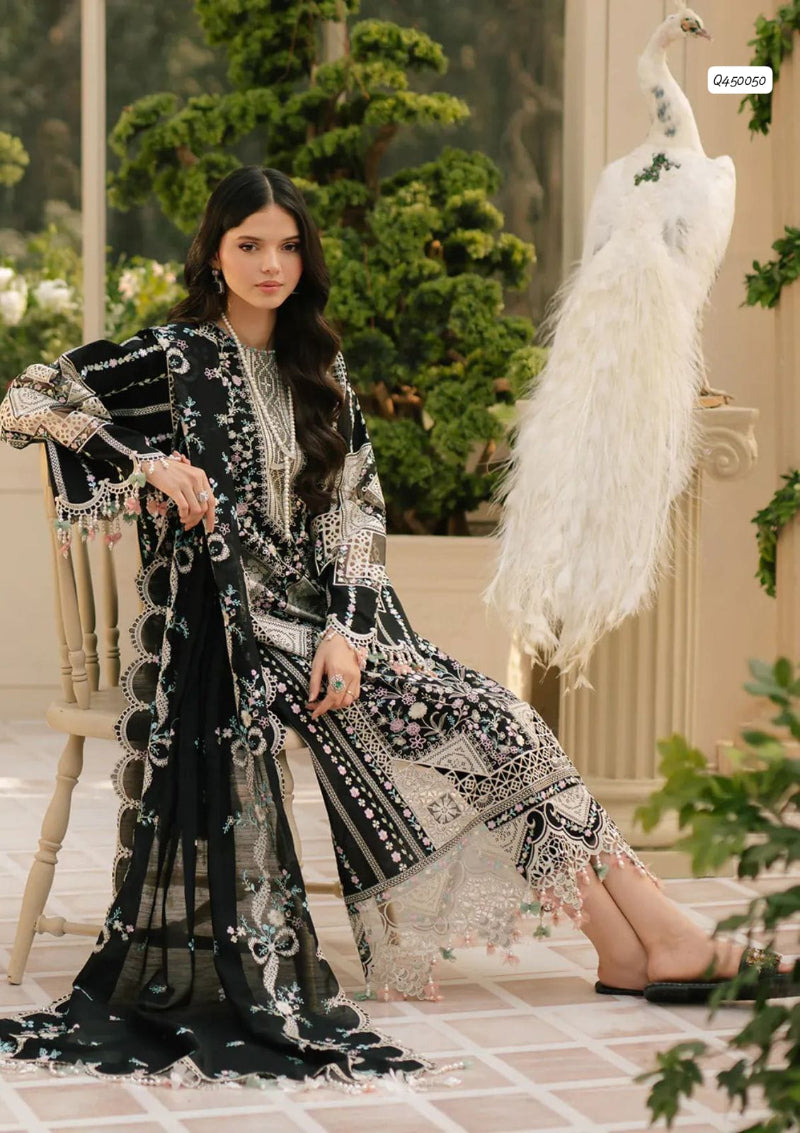 Farasha Eid Collection – Fully Embroidered Lawn 3Pc Suit with Bamber Chiffon Dupatta & Laser Cut Sleeves