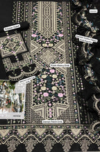 Farasha Eid Collection – Fully Embroidered Lawn 3Pc Suit with Bamber Chiffon Dupatta & Laser Cut Sleeves